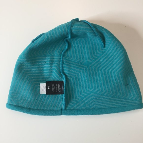 3/$ 15 Under Armour Women's Turquoise Coldgear Running Beanie Hat - Picture 3 of 4